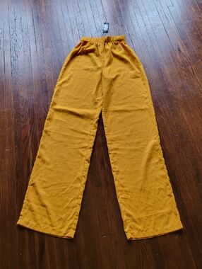 Pretty Little Thing Woven Elastic Waist Sz 0 Orange Wide Leg Trousers Resort